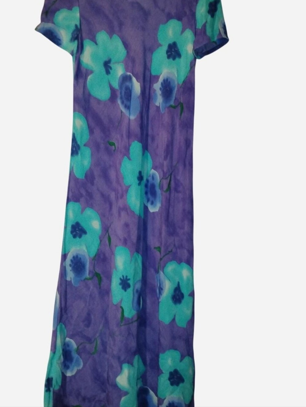 Vintage Jeffrey & Dara Floral Maxi Dress Size 10 Purple/ Teal